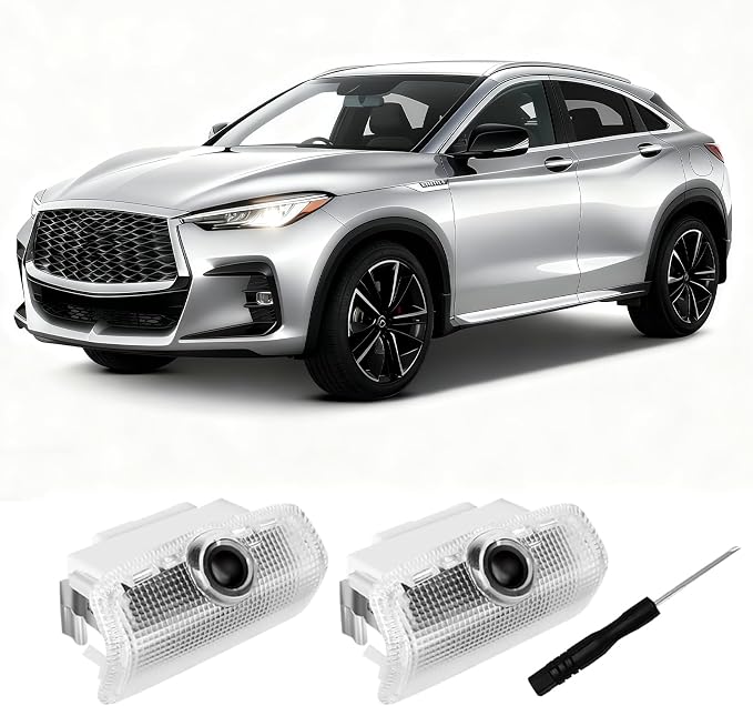 2Pcs No Fade Car Door Lights Logo Projector Compatible with QX50/56/60/70/80, Q50/60/70, G25/37, M25/35/37/45/56, FX35/37/45/50, EX25/35/37 Model, Led Car Door Welcome Puddle Lights Accessories