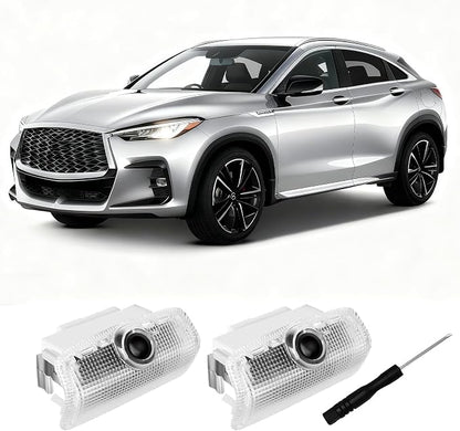 2Pcs No Fade Car Door Lights Logo Projector Compatible with QX50/56/60/70/80, Q50/60/70, G25/37, M25/35/37/45/56, FX35/37/45/50, EX25/35/37 Model, Led Car Door Welcome Puddle Lights Accessories