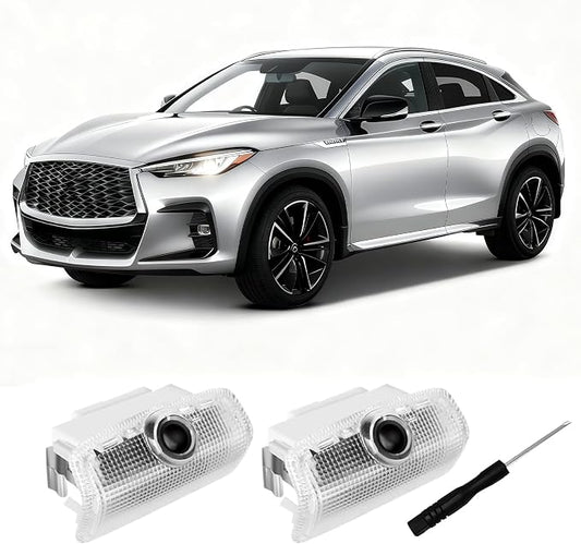 2Pcs No Fade Car Door Lights Logo Projector Compatible with QX50/56/60/70/80, Q50/60/70, G25/37, M25/35/37/45/56, FX35/37/45/50, EX25/35/37 Model, Led Car Door Welcome Puddle Lights Accessories