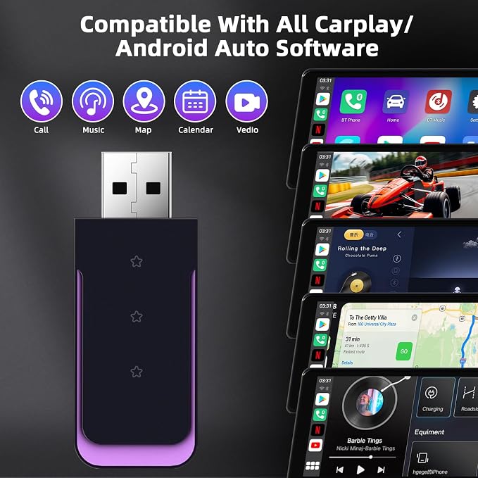 Mini Wireless Carplay Adapter for iPhone & Android, Plug and Play Low Latency Convert Wired to Wireless CarPlay Dongle for Cars with USB-A/C, Compatible with Cars from 2016 and iOS 10+/Android 11+