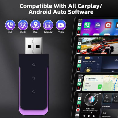 Mini Wireless Carplay Adapter for iPhone & Android, Plug and Play Low Latency Convert Wired to Wireless CarPlay Dongle for Cars with USB-A/C, Compatible with Cars from 2016 and iOS 10+/Android 11+