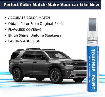 Sonic Grey Pearl(NH-877P) Touch Up Paint for Honda 2-in-1 Car Scratch Repair Pen for Rock Chips, Door Scratches & Paint Nicks Exact Color Match Quick Dry DIY Fix for Civic Accord CR-V
