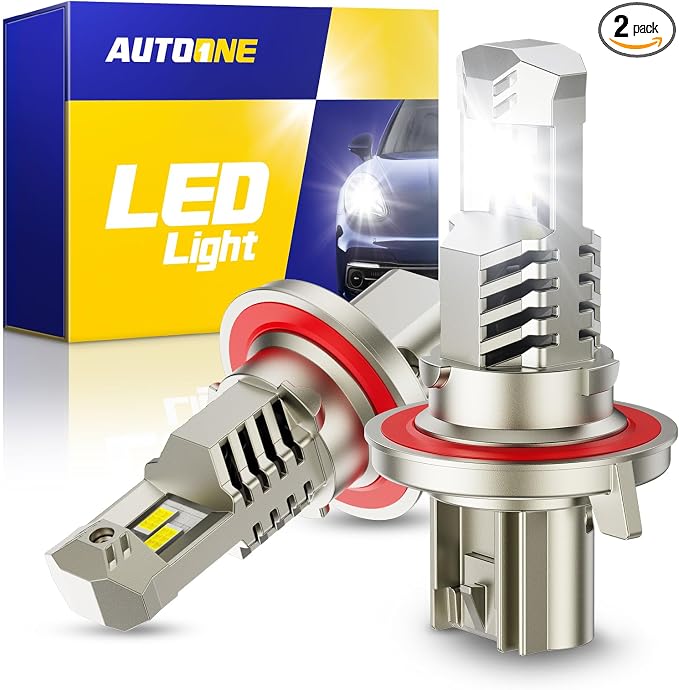 AUTOONE H13 9008 LED Light Bulb, 52000LM 800% Super Bright Hi/Low Beam Light bulbs, 6000K Cool White, 1:1 Mini Size Quick Install No Adapter Needed, Nonpolarity Plug N Play, Pack of 2