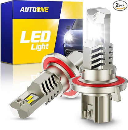 AUTOONE H13 9008 LED Light Bulb, 52000LM 800% Super Bright Hi/Low Beam Light bulbs, 6000K Cool White, 1:1 Mini Size Quick Install No Adapter Needed, Nonpolarity Plug N Play, Pack of 2