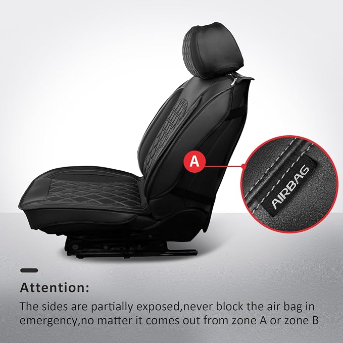 MIROZO Front Tacoma Seat Covers, 2PCS Leather Truck Seat Cover Fits for 2005-2015 Toyota Tacoma Crew Cab,Waterproof Car Seat Protector Toyota Tacoma Seat Covers Truck Accessories (Black,2PCS Front)