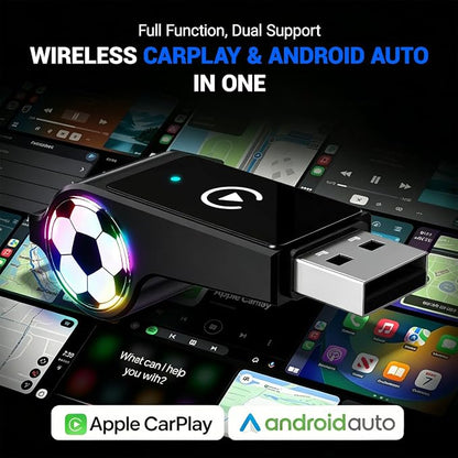 2026 Wireless CarPlay Android Auto Adapter, 2 in 1 Plug and Play Wireless Adapter, Fast Auto Reconnect, Plug and Play for OEM Factory Wired CarPlay Vehicles