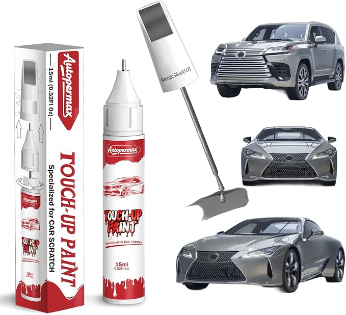 1J7 Atomic Silver Car Touch Up Paint for Lexus, Color Accurate Two-In-One Car Paint Scratch Repair Pen, Professional Scratch Remover for Vehicles Chips and Nicks Scuff