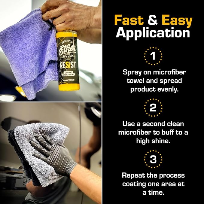 Ethos RESIST Graphene Spray Coating for Cars – Graphene Ceramic Coating Spray, Extreme Hydrophobic Protection, Gloss Enhancement, Ceramic Coating for Cars (16oz)
