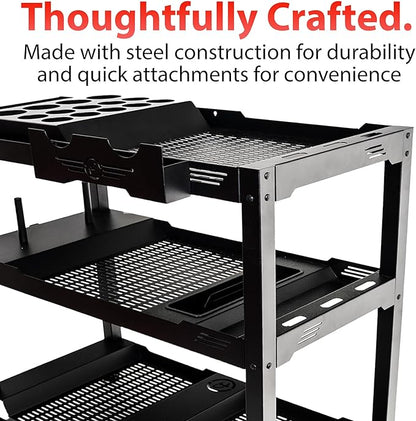 Adam's Polishes Professional Detail Cart Powder Coated Metal Car Detailing Cart for Garage | Storage Space, Rolling Premium Locking Casters, Polisher Holders, Heavy Duty Workshop, Detailers Garage