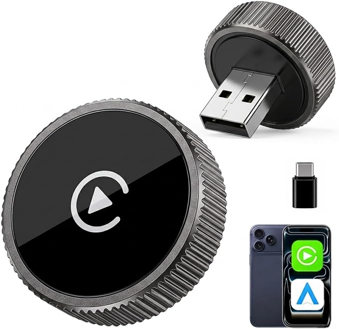 Wireless CarPlay Adapter & Android Auto Wireless Adapter, 2026 2-in-1 CarPlay Wireless Adapter for iPhone,Converts Factory Wired CarPlay/Android Auto to Wireless, USB/USB-C Dongle for Cars