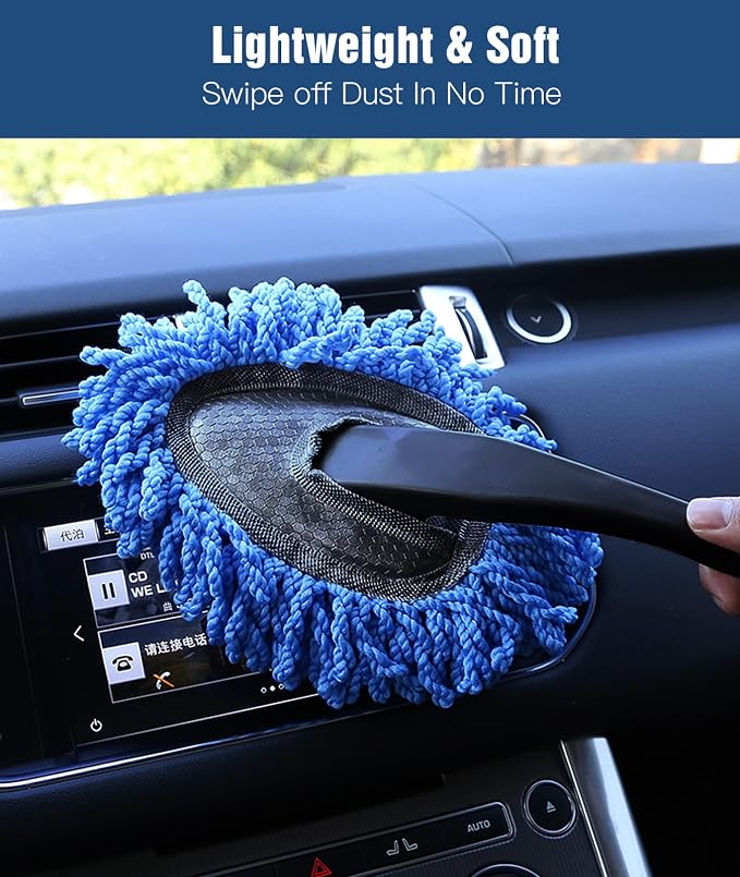 YeewayVeh Car Duster Kit, 2 Pack Car Dust Brush Set with Microfiber Pollen Dusters Scratch Free, Extendable Duster Brush & Dash Duster for Exterior Interior Cleaning Tools