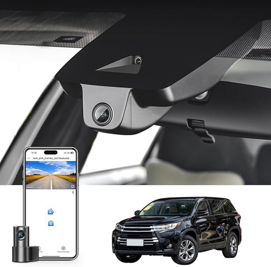 mangoal Front 4K & Rear 1080p Dash Cam Custom fit for Toyota Highlander & Hybrid Gen3 UX50 2017 2018 2019 (Model B), LE Limited L XLE Platinum etc, Integrated OEM Look, App & WiFi, GPS, 128GB Card