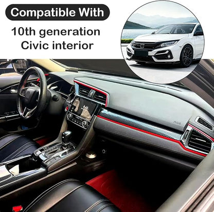 TKREENO Fit for Honda 10th Gen Civic 2016 2017 2018 2019 2020 2021 Accessories Carbon Fiber Color Car Interior Center Console Dashboard Stripe Panel Cover Air Vent Frame Trims Sticker