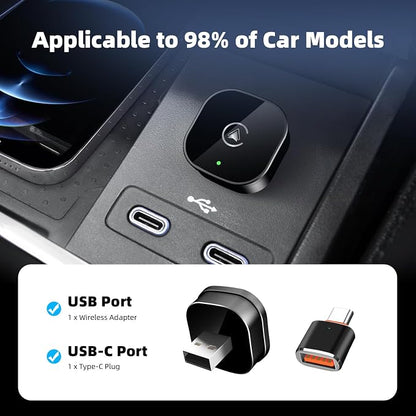 2026 New Wireless CarPlay Adapter for Apple iPhone ＆Android Auto 2 in 1, Mini USB CarPlay Dongle Wired to Wireless, Fast Connection, Compatible with iOS 10+ & Android 11+, Plug and Play (Black)