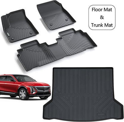 Floor Mats for 2023 2024 2025 2026 Cadillac Lyriq Lyriq-v & Trunk Mat TPE All Weather Protection 2 Rows Car Floor Liners with Cargo Liners