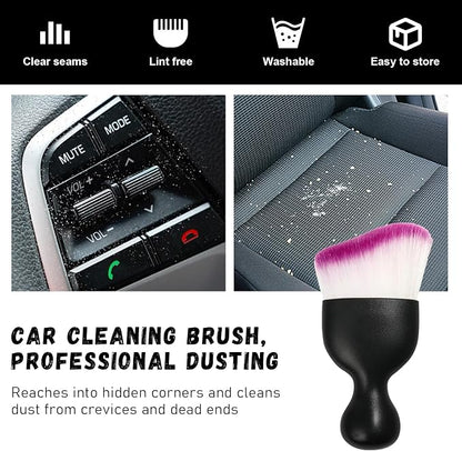 Ziciner 2 PCS Car Detailing Brush, Curved Soft Bristles Auto Removal Dust Collectors, Universal Vehicle Dashboard, Air Conditioner Vents etc Interior Cleaning Tool Accessories (Purple)
