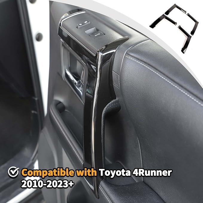 Voodonala for 4Runner Inner Door Handle Door Pull Cover Trim Decoration Garnish for Toyota 4Runner Interior Accessories 2010-2025+ 4pcs Black