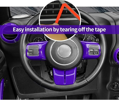 18PCS Full Set Interior Trim Kit for Jeep Wrangler JK JKU 2011-2018 4 Door,Center Console Door Handle Side Outlet Cup Holder Gear Cover Trim (Purple)