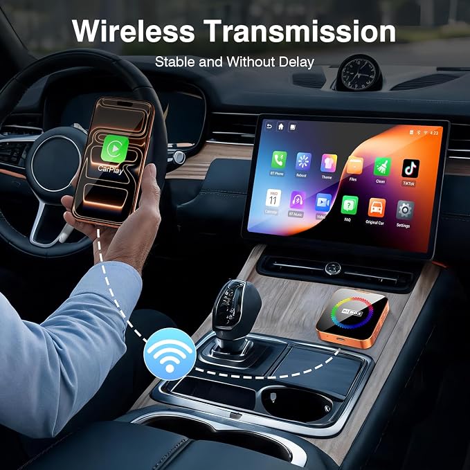 AI Box 3.0 2026 Upgrader Car Streaming Device with Netflix YouTube Prime Video Wireless Apple CarPlay & Android Auto Adapter USB Drive for OEM Wired CarPlay Cars