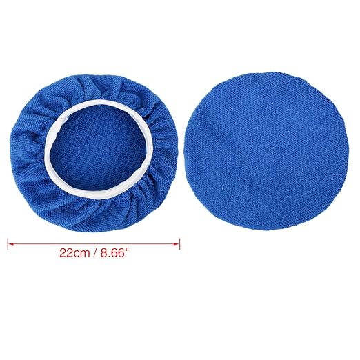 X AUTOHAUX 8pcs 9-10" Navy Blue Microfiber Car Polishing Waxing Bonnet Buffing Pad Cover