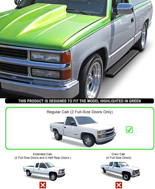 APS Running Boards 5 inches Black Compatible with Chevy GMC CK 1988-1998 Regular Cab & Chevy Tahoe 95-99 2Dr & GMC Yukon 92-99 2Dr (Exclude ZR2) Stainless Steel (Nerf Bars Side Steps Side Bars)