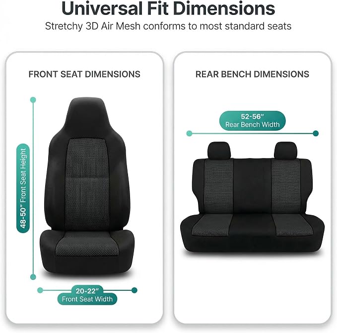 FH Group Car Seat Covers Classic Cloth Seat Covers Full Set with Gift – Universal Fit for Cars Trucks & SUVs (Black) FB102114
