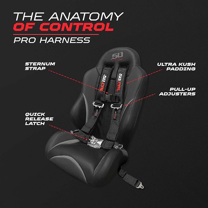 50 Caliber Racing 4-Point Harness for Bucket Seat | Quick-Release Safety Belt | 10 Colors | UTV, RZR, Racing Car Upgrade | Secure Comfort for Off-Road Adventures [6000]
