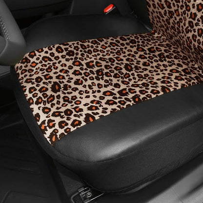 AUTOFAN Universal Fit Front Car Seat Covers (2-Pack) – Premium PU Leather with Leopard Print Design, Airbag Compatible, Easy Installation, Stylish Interior Upgrade for Cars & SUVs