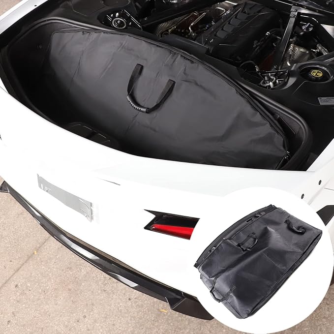Hardtop Removable Roof Panel Storage Bag Compatible with Corvette C8 Coupe Stingray 2020 2021 2022 2023 2024 2025 (Manual Sunroof) Black Leather Interior Organizer Accessories