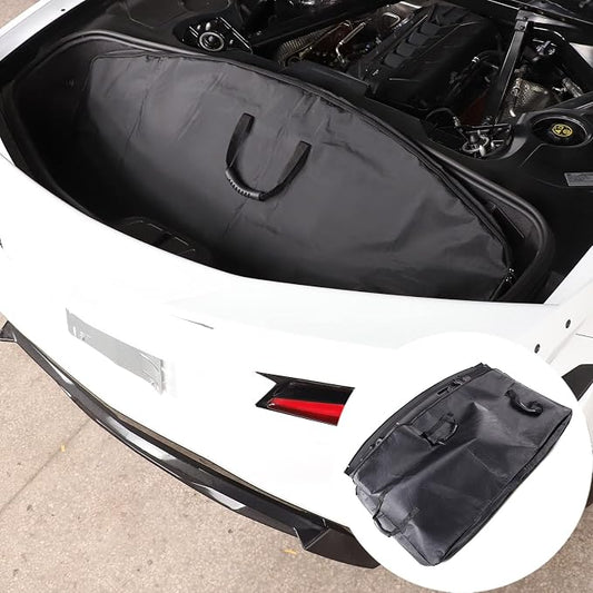 Hardtop Removable Roof Panel Storage Bag Compatible with Corvette C8 Coupe Stingray 2020 2021 2022 2023 2024 2025 (Manual Sunroof) Black Leather Interior Organizer Accessories