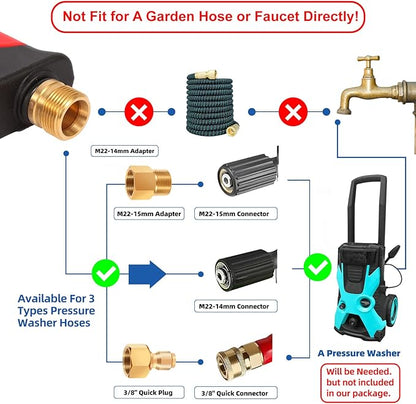 DUSICHIN Foam Cannon Short Pressure Washer Gun 1/4 Inch Quick Connector,Car Wash Foam Gun with 5 Pressure Washer Nozzle Tips 3/8'' Swivel Quick Connector,Additional Orifice Nozzle 1.04mm Car Washing