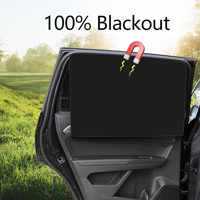 Ovege Car Window Shades Magnetic 4pcs-Blackout Side Window Shade for Baby in Car Privacy Curtain UV Protection