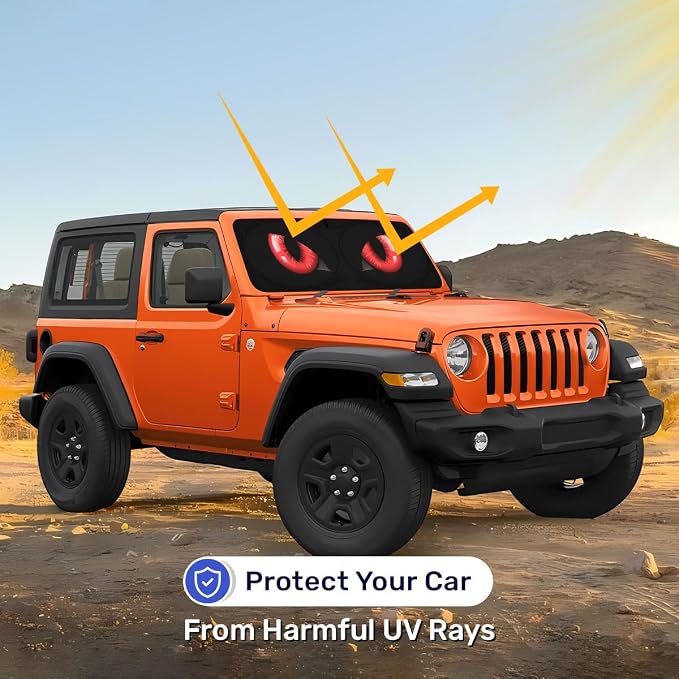 GENANY Evil Eyes Movie Windshield Sun Shade for Car SUV Truck (53x17 Inches), Automobile Sunshade, Protector Blocks UV, Car Decor