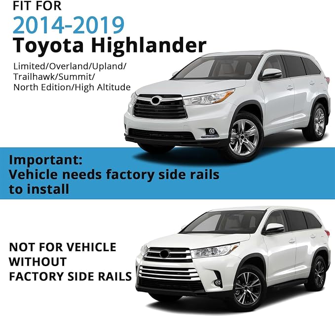 220lbs Lockable Roof Rack Cross Bars | Compatible with Toyota Highlander 2014-2019 XLE Limited & SE LE & LE Plus | Heavy Duty Aluminum Roof Rails Crossbars Rooftop Luggage Carrier