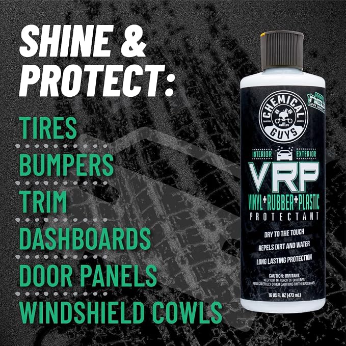 Chemical Guys VRP Vinyl, Rubber and Plastic Protectant, Super Shine Dressing for Tires, Trim and More, Safe for Cars, Trucks, SUVs, & More (16 Fl oz) - New Car Scent