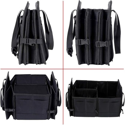 AUTOARK Multipurpose Car Trunk Organizer with Straps,Non-Slip Waterproof Bottom,Durable Collapsible Adjustable Compartments Cargo Storage,Upgraded Handle,AK-072