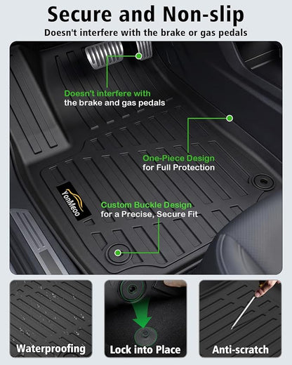 Floor Mats & Cargo Mat with Backrest Mat Custom for Chevy Equinox 2025 2026 (Only Gas) /GMC Terrain, Door Sill Guards, All Weather TPE Full Set Floor Liners Trunk Mat for Chevrolet Equinox Accessories