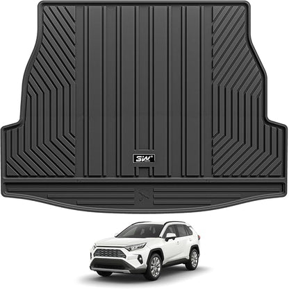 3W Cargo Liner Fit for Toyota RAV4 2019-2025 Hybrid and Gasoline (Not for Prime), TPE All Weather Custom Fit Trunk Mat for Toyota RAV4 Full Set Car Mats, Black