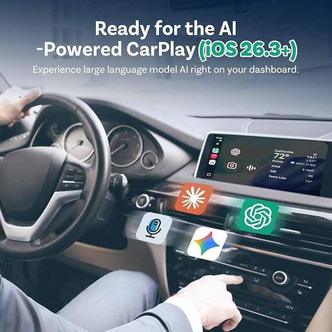 OTTOCAST Mini Core 2-in-1 Wireless CarPlay & Android Auto Adapter Mini Cube | With Smart Switch Button, 5S Auto-Connect, Dual Wi-Fi, Bluetooth 5.4, Plug & Play, for 98% Factory Wired Cars