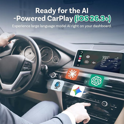 OTTOCAST Mini Core 2-in-1 Wireless CarPlay & Android Auto Adapter Mini Cube | With Smart Switch Button, 5S Auto-Connect, Dual Wi-Fi, Bluetooth 5.4, Plug & Play, for 98% Factory Wired Cars
