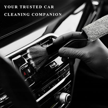 2 in 1 Duster for Car Clean, Portable Double Head Auto Detailing Brush, Soft Double-Ended Dust Removal Brush Interior Cleaning Tool for Most Vehicles, Car Accessories (Black)