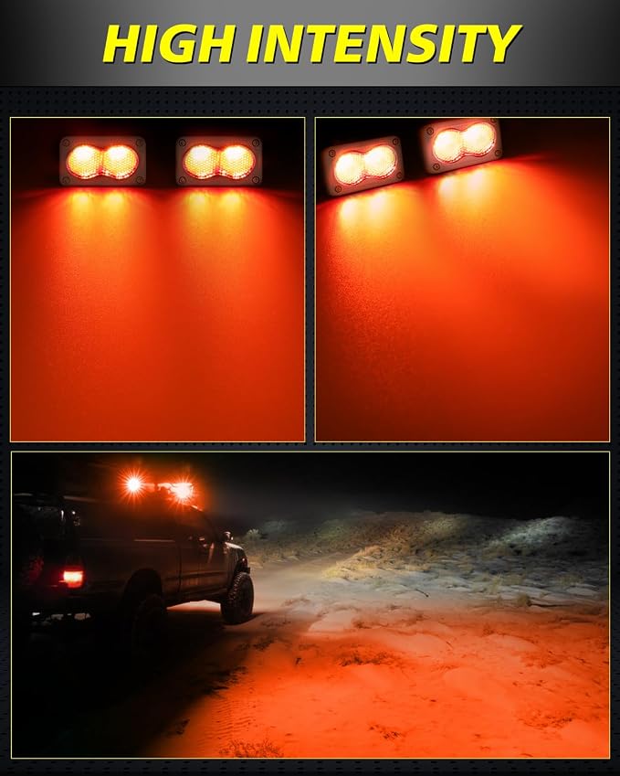 Marine Red LED Lights Waterproof 2Pcs 3 Inch 40W CREE LED Boat Navigation Lights Pods Deck Cabin Courtesy Red Diffused Floodlight for Pontoon Dinghy Kayak Jon Boat Yacht Truck Trailer Camper