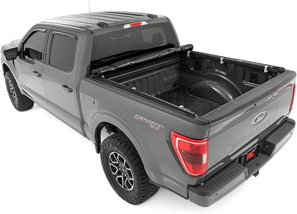 Rough Country Soft Roll-Up Truck Bed Cover for Ford F-150, Lightning & Raptor (2015–2026) – Fits 6'7 Bed, Low-Profile All-Weather Tonneau Cover