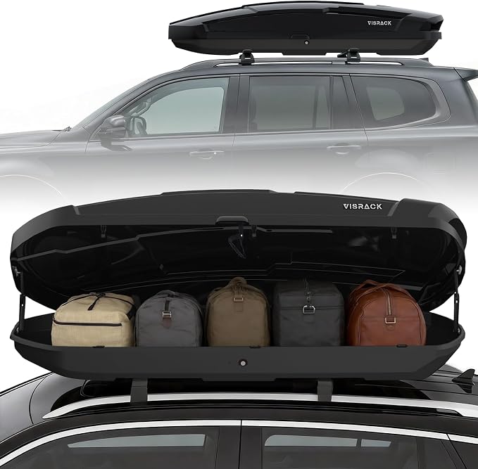 26 Cu Ft Cargo Box, Hard Shell Roof Cargo Carrier with Security Keys, 87.20" x 38.19" x 17.36" Roof Box, Dual-Sided Opening, Tool-Free Install, Black