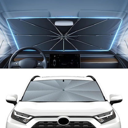 Autorder Windshield Sun Shade Umbrella for 2019-2025 2026 Toyota RAV4 Accessories,Upgraded Ice Crystal Material,Easy Setup Umbrella Sunshade for Car Windshield,100% Sun Blocking