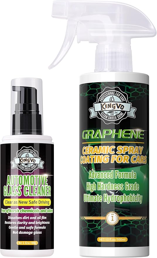 Kingvo Car Ceramic Coating, Car Spray Wax Graphene Polish Crystal Coating,Windshield Washer Fluid Window Cleaner Detailing Supplies Automotive Kit
