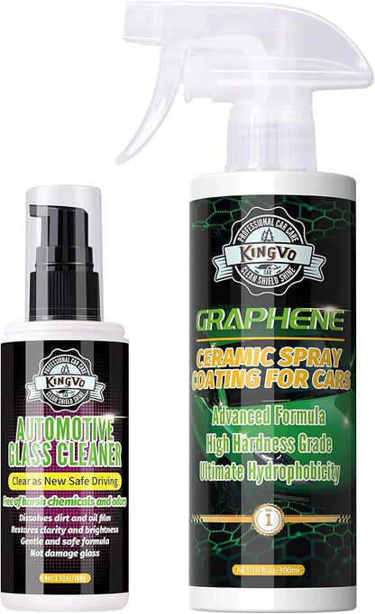 Kingvo Car Ceramic Coating, Car Spray Wax Graphene Polish Crystal Coating,Windshield Washer Fluid Window Cleaner Detailing Supplies Automotive Kit
