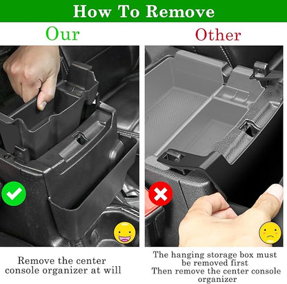 Eamplest 4PCS Center Console Organizer for 2024 2025 2026 Jeep Wrangler JL JLU 4XE and Gladiator JT Accessories Gear Shift Side Tray Organizer,Hanging Armrest Storage Box