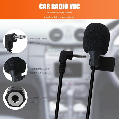 3.5mm Vehicle Microphone with Adapter Fit for Apple CarPlay Fit for Android Auto Head Units, 9.84ft Cable Length