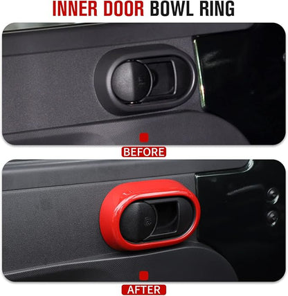 JeCar Interior Door Handle Cover Trim Interior Accessories for 2007-2010 Jeep Wrangler JK Unlimited 4 Door (Red)